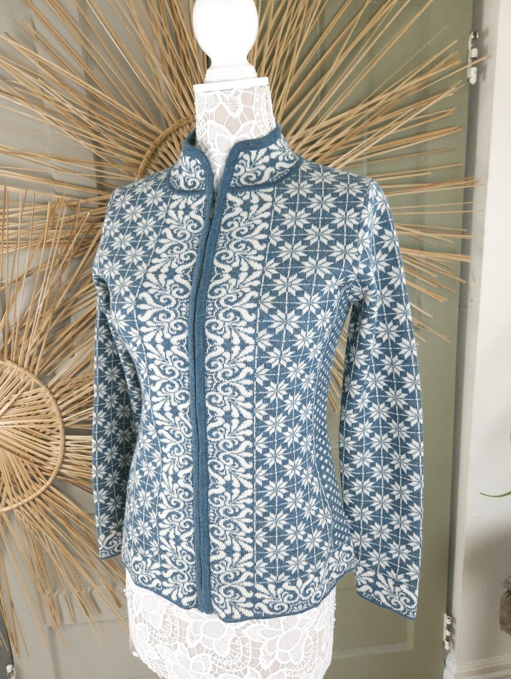 Classic Alpaca NWT Zip-Up Peruvian Cardigan Fair Isle Ski Sweater Women’s M
